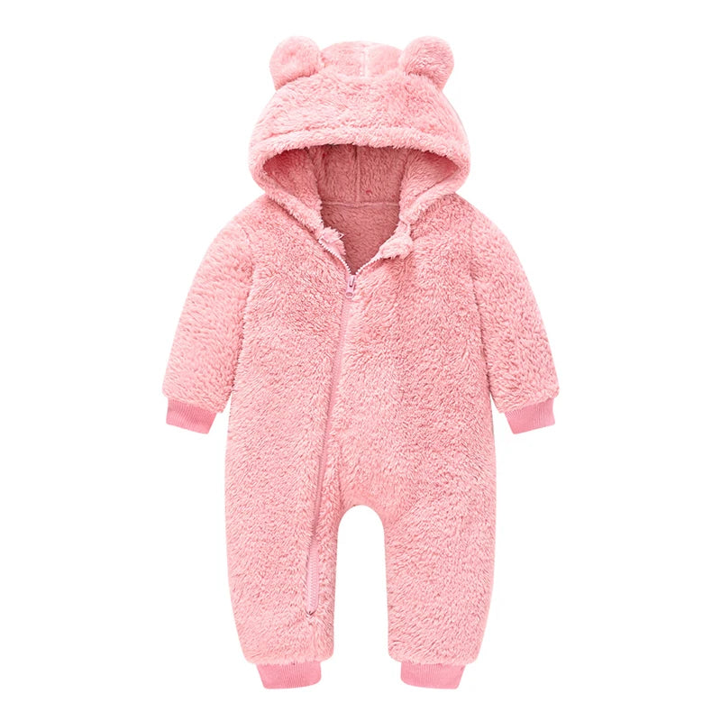 Plush Bear Baby Rompers Toddler Hooded Zipper