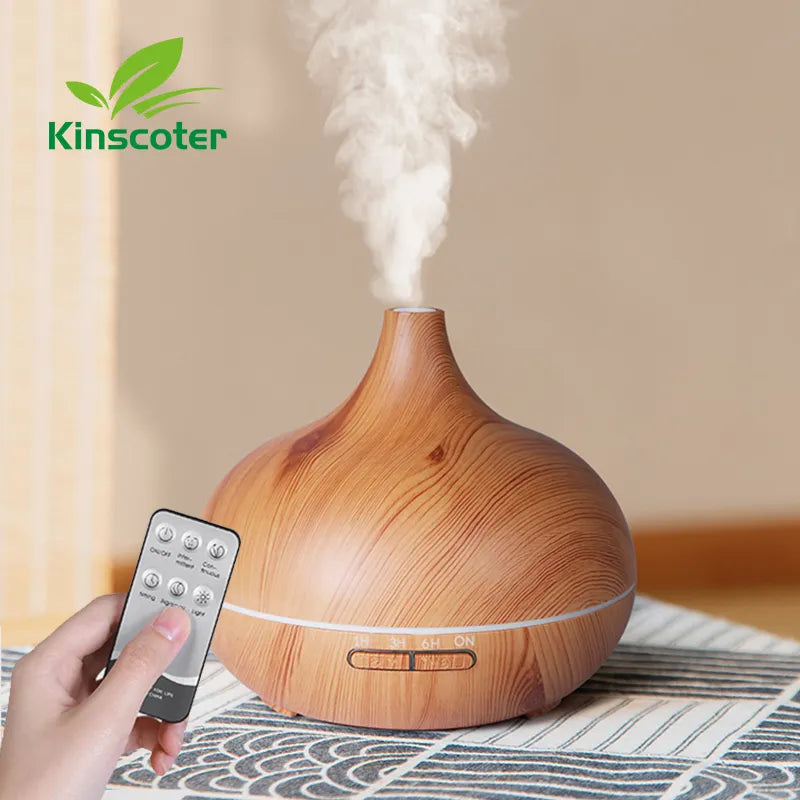 500ml Aromatherapy Essential Oil Diffuser Wood Grain with 7 Colors